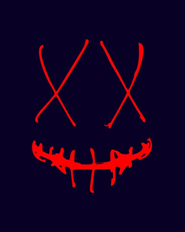 Deadly Smile Mask Navy Blue Pure Cotton Tshirt for Men