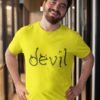 Devil Yellow Cotton Tshirt for Men