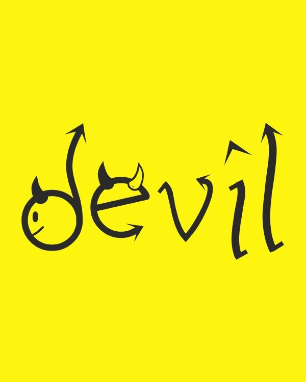 Devil Yellow Cotton Tshirt for Men design