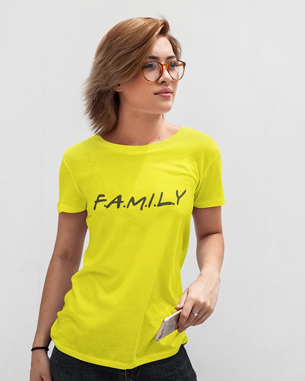 Family Yellow Cotton Tshirt for Women
