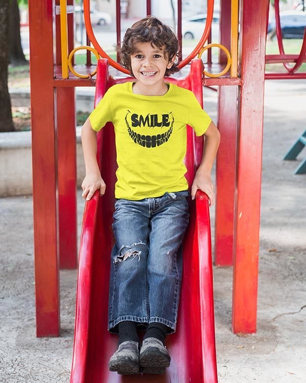 Joker Smile Pure Cotton Tshirt for Children Yellow