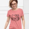 Little Cat (Kitty) Pink Cotton Tshirt for Women