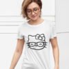 Little Cat (Kitty) White Cotton Tshirt for Women