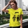 Music Couple Yellow Pure Cotton Tshirt for Women