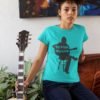 No Pyar Only Guitar Sky Blue Pure Cotton Tshirt for Women