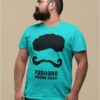 Padharo Mhare Desh Rajasthani Sky Blue Pure Cotton Tshirt For Men