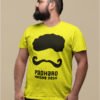 Padharo Mhare Desh Rajasthani Yellow Pure Cotton Tshirt For Men