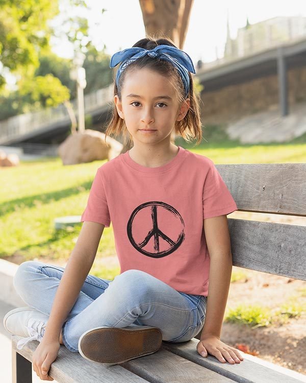 Peace Pure Cotton Tshirt for Children Pink