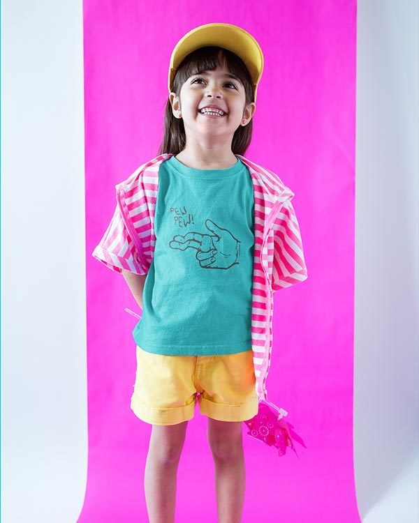 Pew Pew Pure Cotton Tshirt for Children Sky Blue