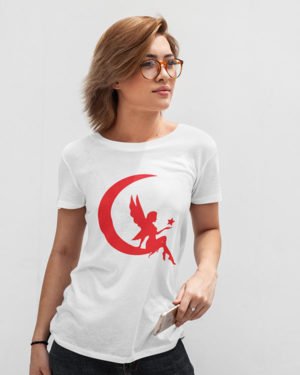 Princess of Moon White Pure Cotton Tshirt for Women