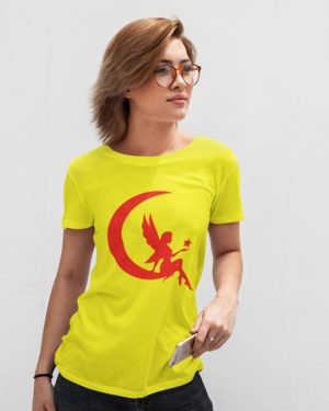 Princess of Moon Yellow Pure Cotton Tshirt for Women