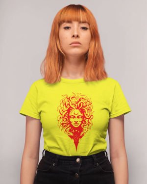 Red Goddess Yellow Pure Cotton Tshirt for Women