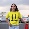 Staring Love Couple with Flower Yellow Pure Cotton Tshirt for Women