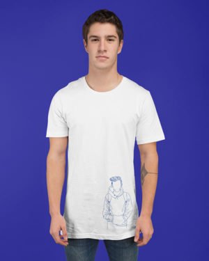 Unknown Traveller Boy with Bag White Cotton Tshirt for Men