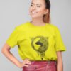 Designer Animated Dog Pure Cotton Tshirt for Women Yellow
