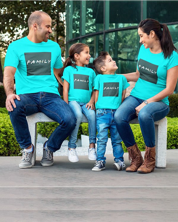 Family Pure Cotton Tshirt for Family Sky Blue