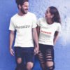 Mickey Minnie Text Pure Cotton Tshirt for Couples White