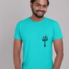Shiv Bhakt Trishul Pure Cotton Tshirt for Men Sky Blue