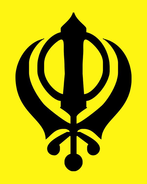 Sikh Symbol Pure Cotton Tshirt for Men Yellow Design