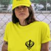 Sikh Symbol Pure Cotton Tshirt for Women Yellow