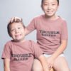 Trouble Maker Trouble Solver Pure Cotton Tshirt for Siblings Pink