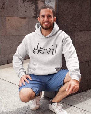 Devil Animated Pure Cotton Hoodie for Men White
