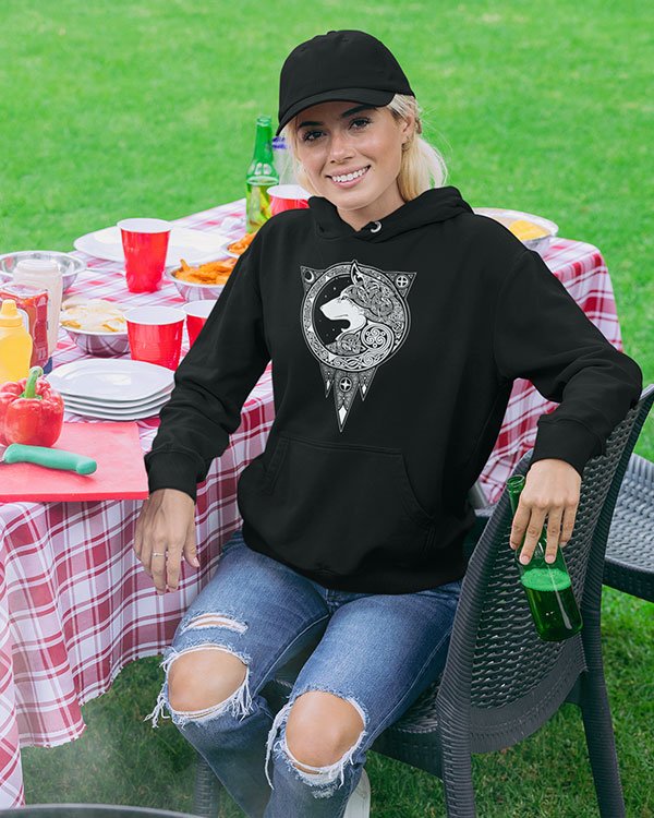 Dog Animated Pure Cotton Hoodie for Women Black Dog Animated Pure Cotton Hoodie for Women Black