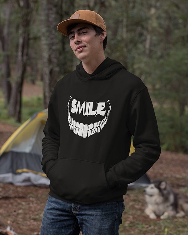 Joker Smile Animated Pure Cotton Hoodie for Men Black