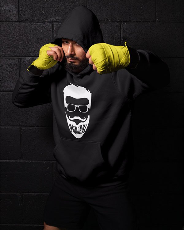 Punjabi Beard Pure Cotton Hoodie for Regional Men Black