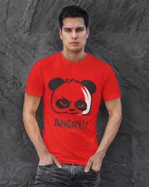 Angry Panda Animated Pure Cotton Tshirt for Men Red