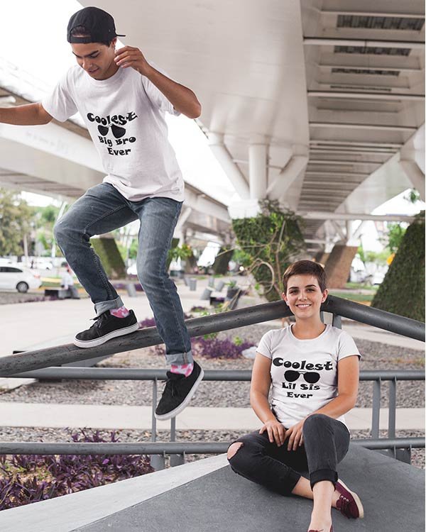 Coolest Lil Sis And Coolest Big Bro Pure Cotton Tshirts For Brother Sister White