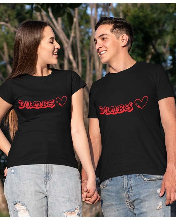 Dumbs Love Tshirts For Couple Black