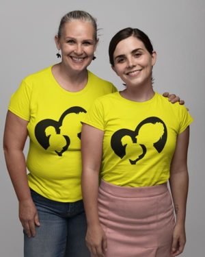Mother Daughter in the Heart Pure Cotton Tshirt For Mom Daughter Yellow