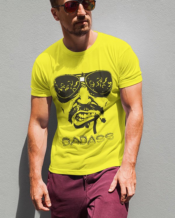 Badass Pure Cotton Tshirt for Men Yellow