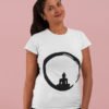 Buddha in the Circle Pure Cotton Religious Tshirt For Women White