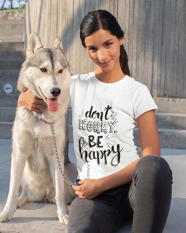 Don't Worry Be Happy Pure Cotton Tshirt For Women White