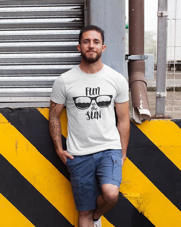 Fun In The Sun Pure Cotton Tshirt for Men White