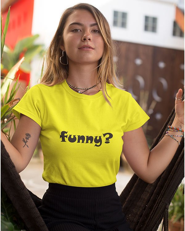 Funny Pure Cotton Tshirt for Women Yellow
