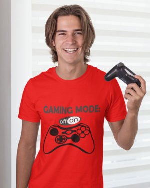 Gaming Mode On Pure Cotton Tshirt for Men Red