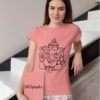 Ganesha Sketch Animated Pure Cotton Religious Tshirt For Women Pink