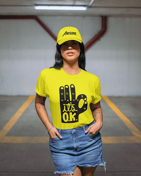 Its Ok Pure Cotton Tshirt for Women Yellow