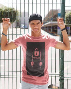 Locked Behind Bars Pure Cotton Tshirt for Men Pink