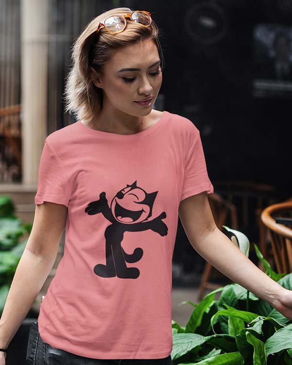 Mouse Animated Pure Cotton Tshirt For Women Pink