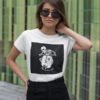 Skeleton on Scooter Pure Cotton Tshirt for Women White