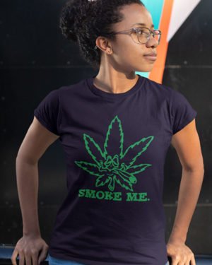 Smoke Weed Pure Cotton Tshirt for Women Dark blue