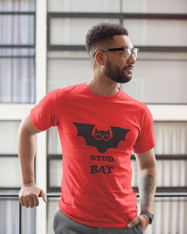 Studying Bat Pure Cotton Tshirt for Men Red