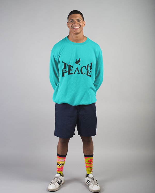 Teach Peace Pure Cotton Tshirt for Men Sky Blue