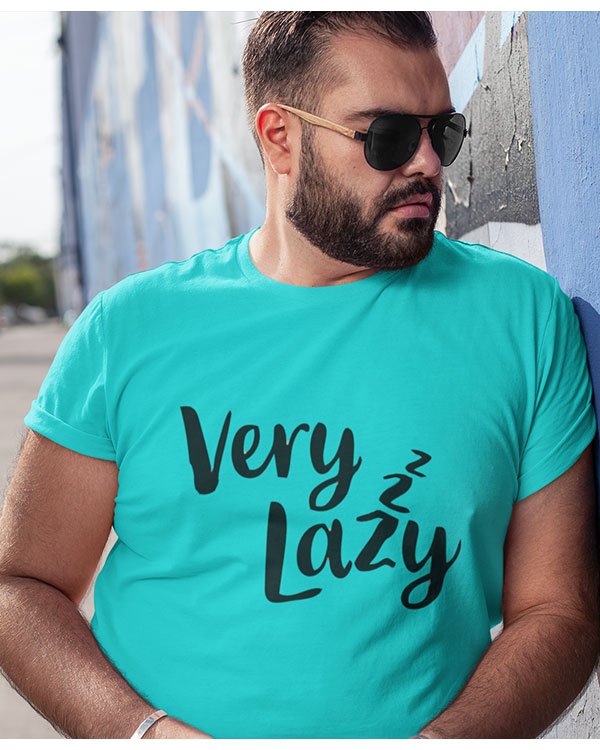 Very Lazy Pure Cotton Tshirt for Men Sky Blue
