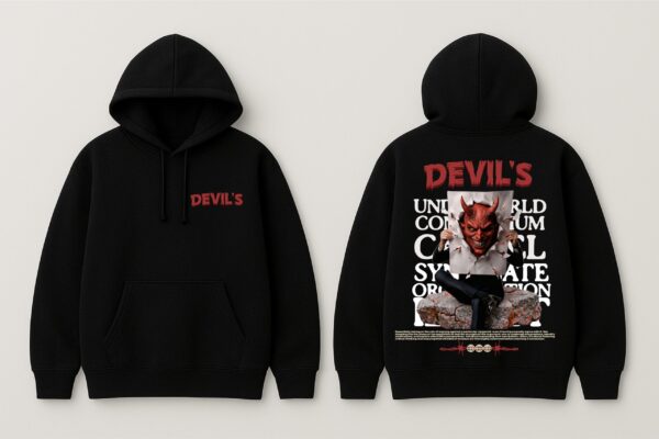 Devils Graphic Black Hoodie for Men | Premium Fleece 300 GSM Pullover Hoodie | Streetwear Winter Hoodie By Giftspeaks