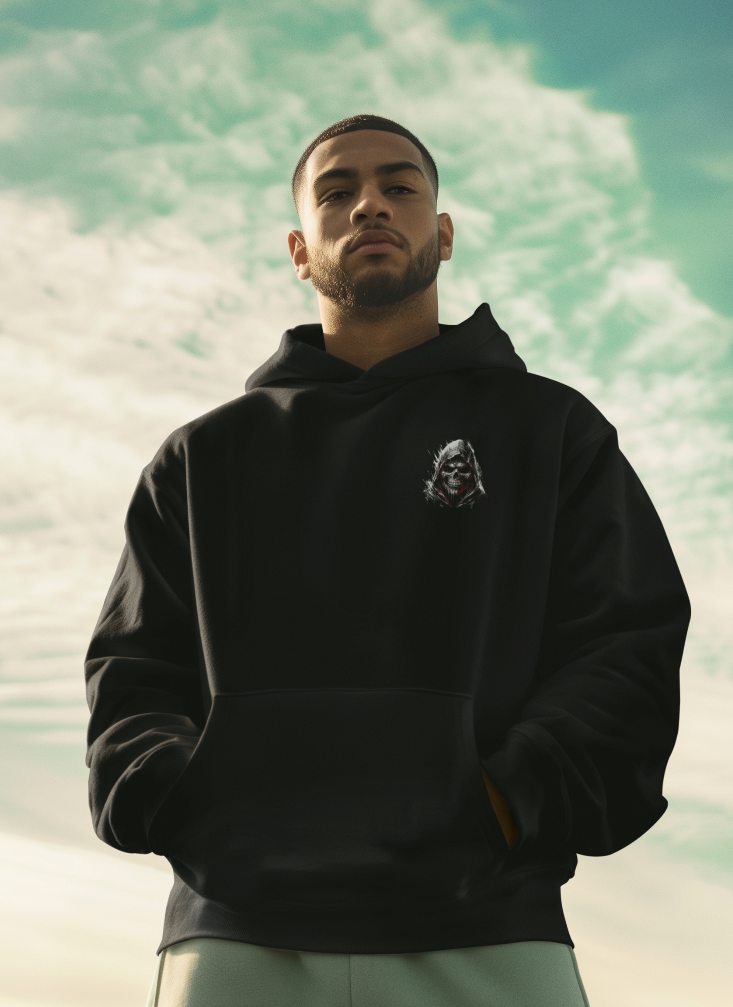 Premium folded t-shirts and hoodies stacked neatly